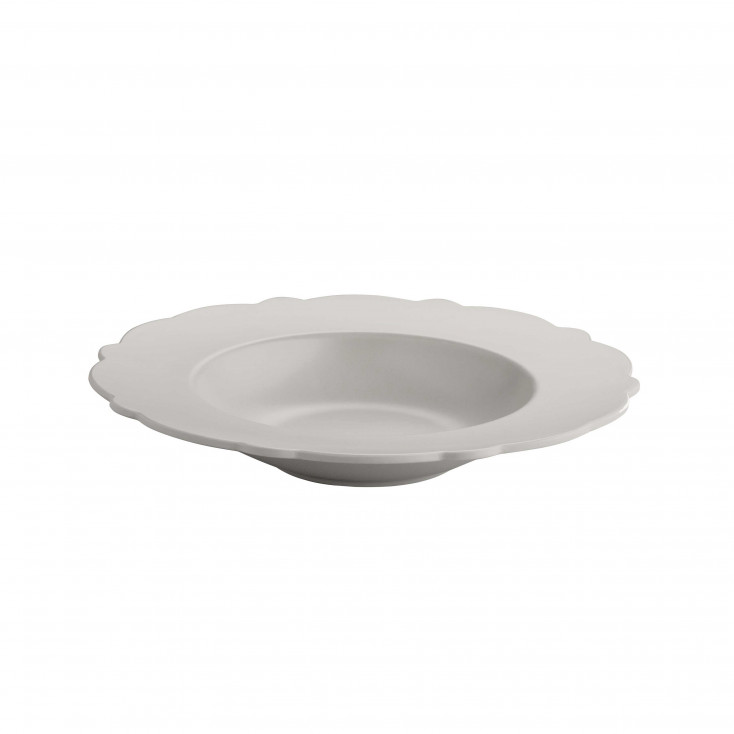 Set 4 Piatti fondi in melammina con decoro a rilievo dalle linee moderne