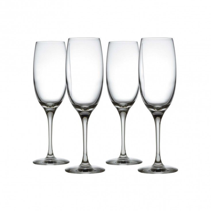 Set di 4 bicchieri per spumanti e champagne in vetro cristallino