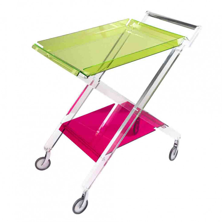 Carrello in plexiglass con ruote dal design moderno