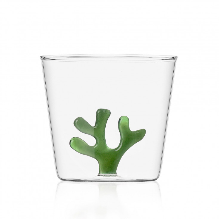 Bicchiere in vetro decorazione interna con corallo