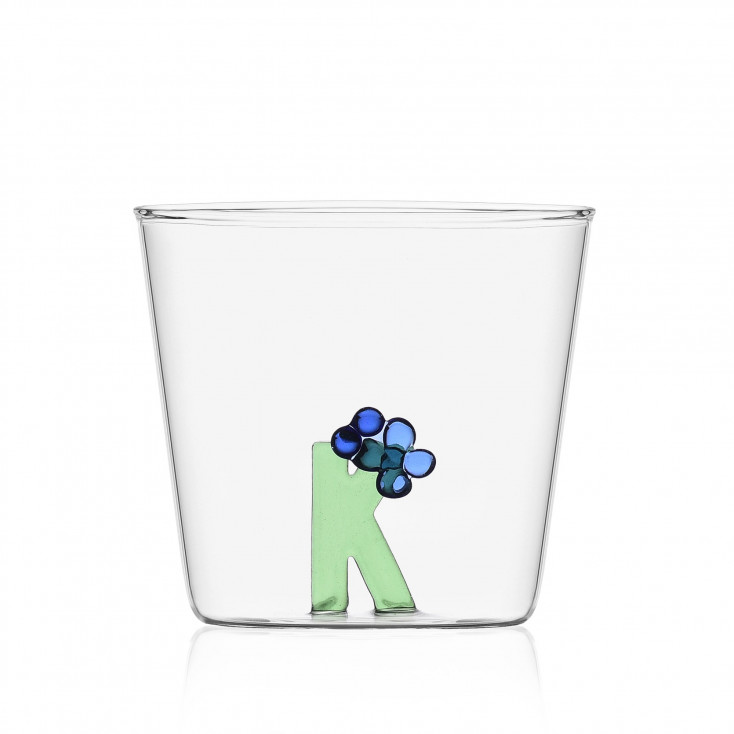 Ichendorf Bicchiere in vetro tumbler con alfabeto fiorito lettera "K"