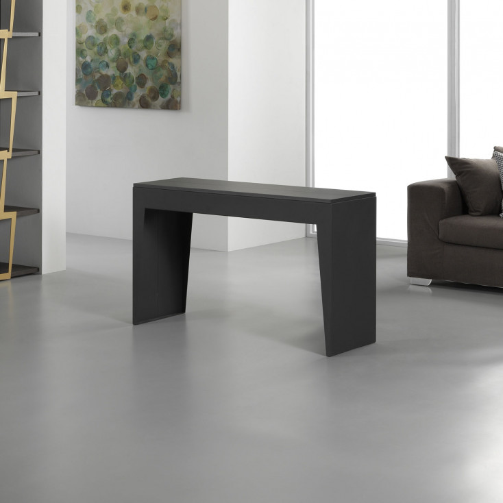 Consolle di design allungabile con struttura in acciaio e 4 ante