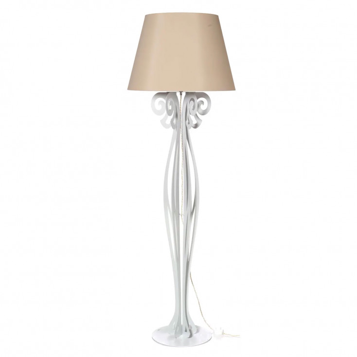 Piantana - Lampada da terra in metallo di design moderno con paralume in tessuto