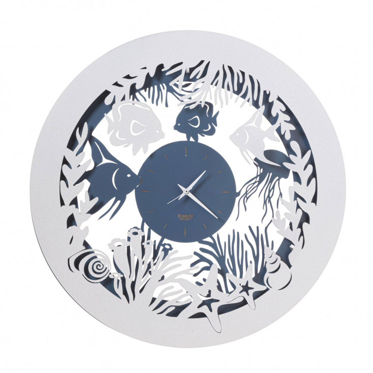Orologio da parete rotondo a tema marino con pesciolini