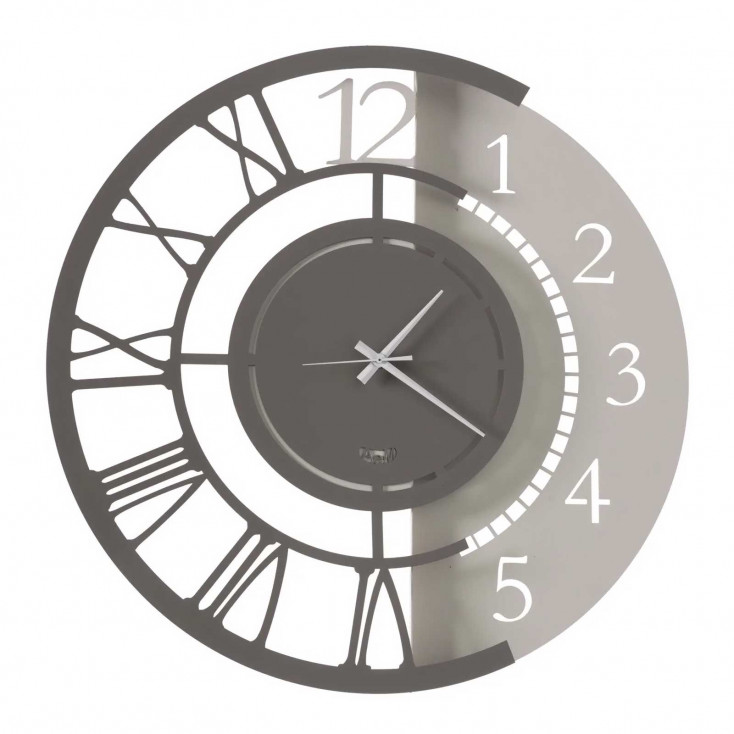 Orologio da parete grande doppia numerazione in metallo dalle linee moderne