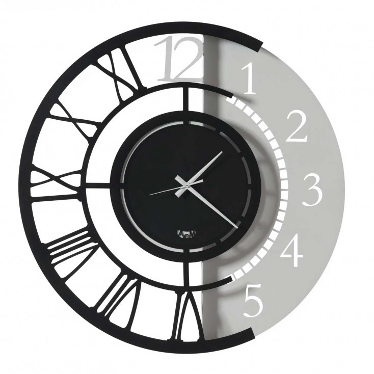 Orologio da parete grande doppia numerazione in metallo dalle linee moderne