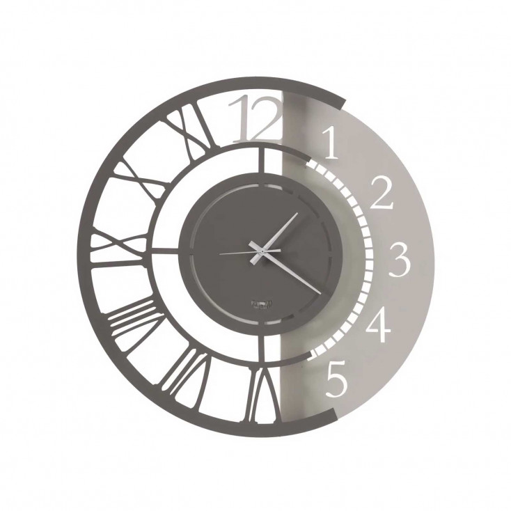 Orologio da parete piccolo doppia numerazione in metallo dalle linee moderne