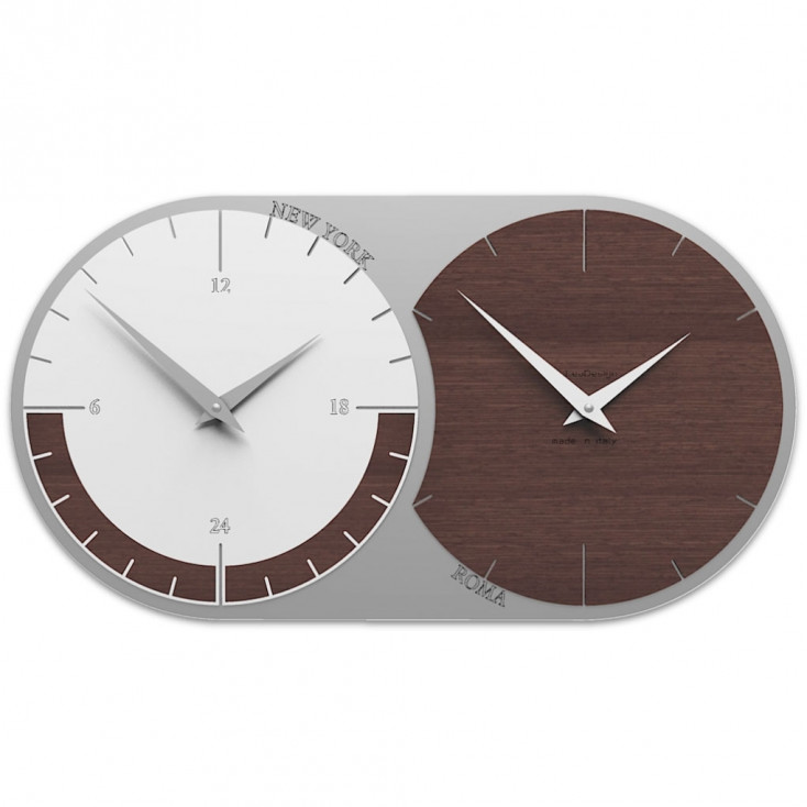 Orologio da parete in legno con fuso orario