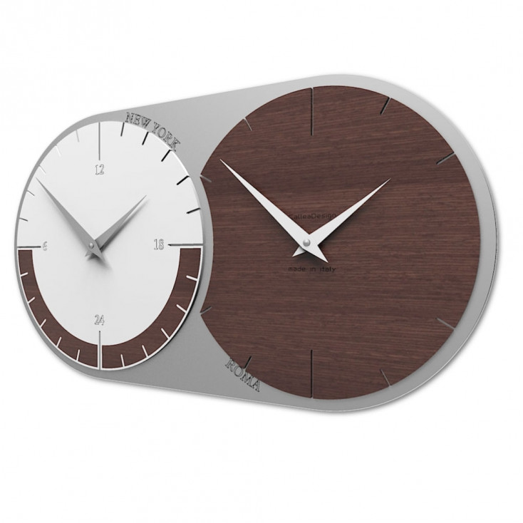 Orologio da parete in legno con fuso orario