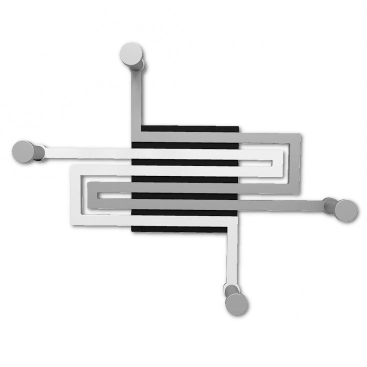 Appendiabiti da parete in legno di design moderno con 4 pomelli