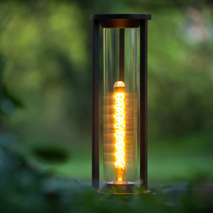Lampioncino tubolare da giardino in alluminio moderna con diffusore in pvc