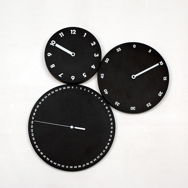 Orologio da parete con ore minuti e secondi separati "H:M:S:"