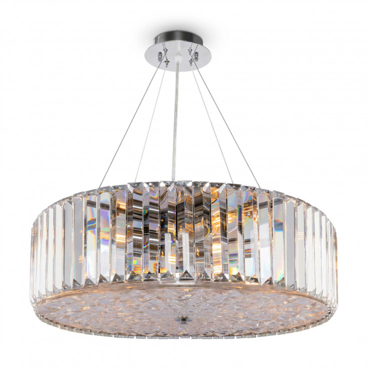 Lampada a sospensione di design in metallo con 8 luci e diffusore in vetro