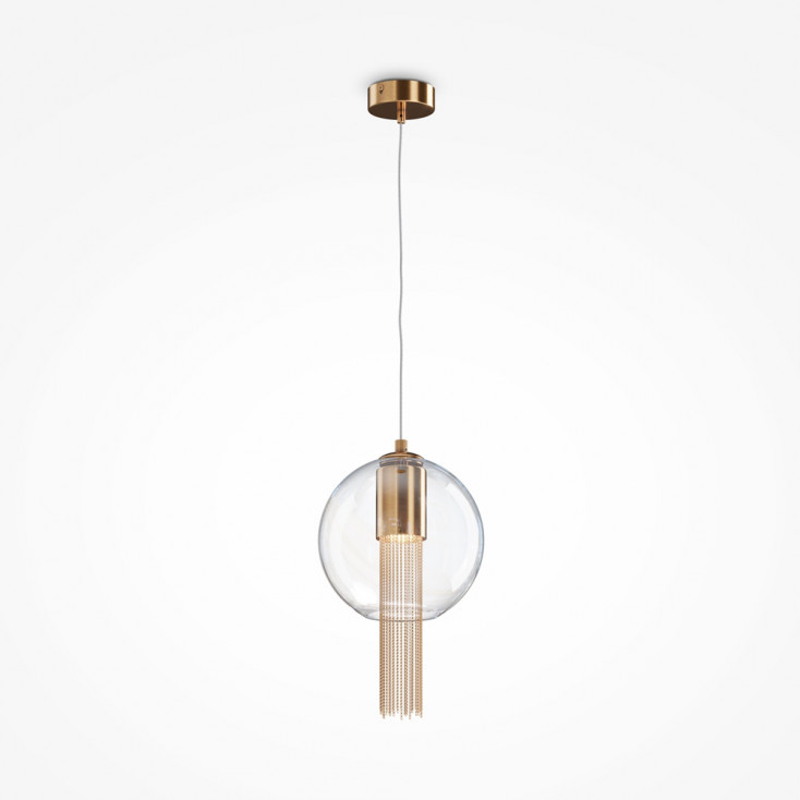 Lampada a sospensione elegante in metallo e diffusore a boccia di vetro piccolo