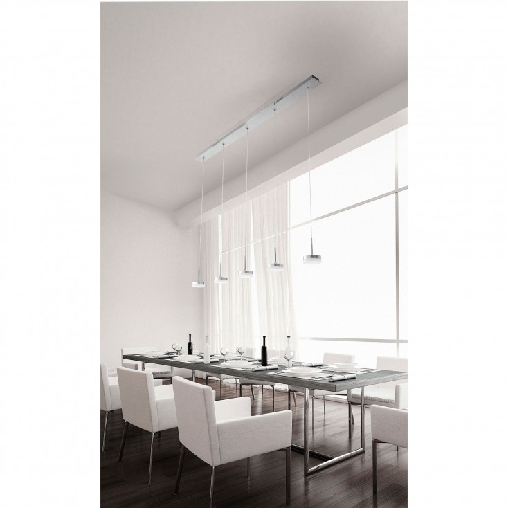Lampada a sospensione 5 luci a LED in stile moderno con struttura in metallo