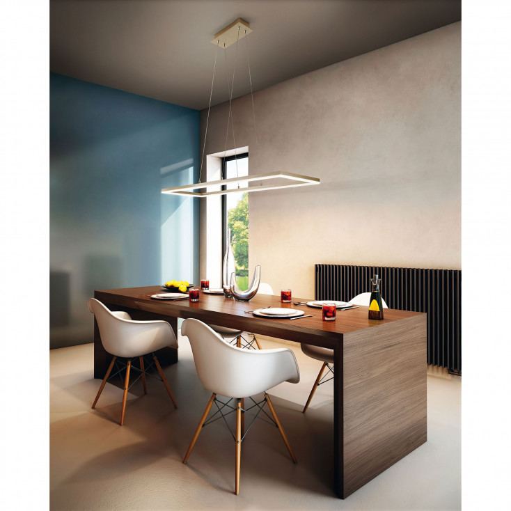 Sospensione rettangolare a LED dal design moderno con struttura in metallo