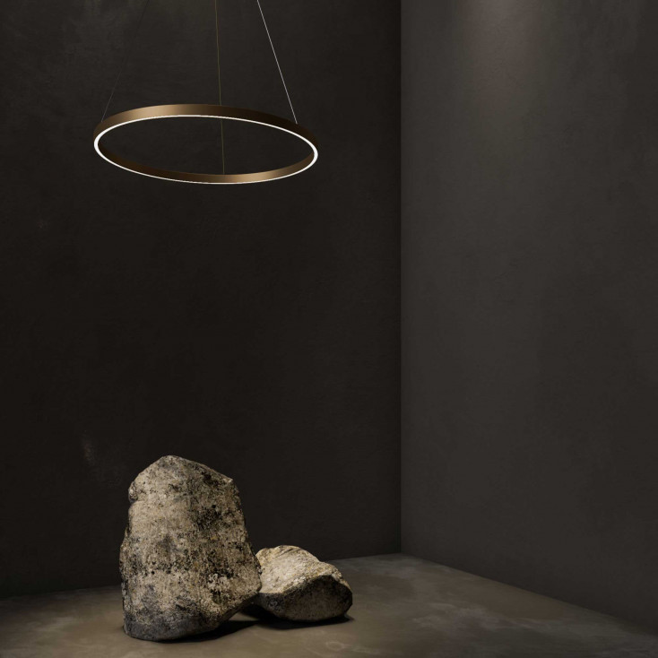 Sospensione a LED con un diffusore piccolo a cerchio regolabile in alluminio