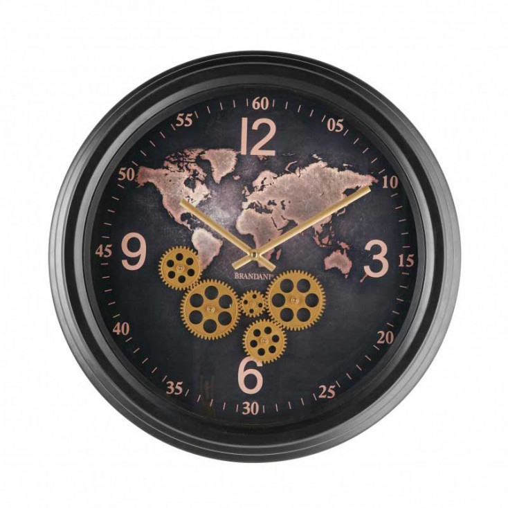 Orologio da parete rotondo stile industrial con meccanismi a vista