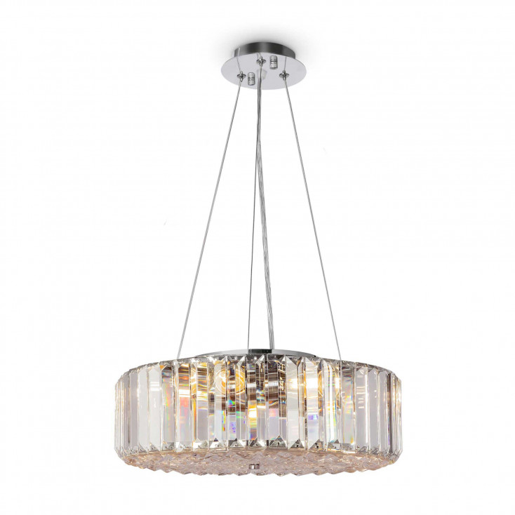 Lampada a sospensione di design in metallo con 6 luci e diffusore in vetro
