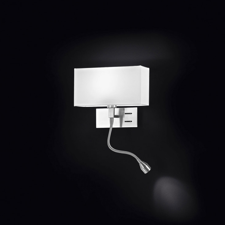 Applique con braccio a LED cromo spazzolato per camera da letto lato sinistro