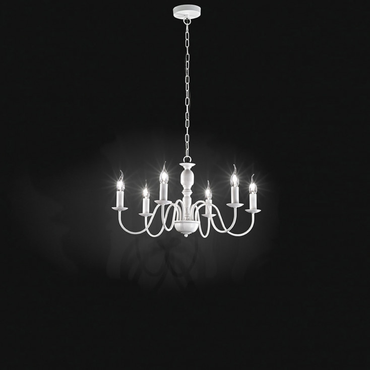 Lampadario classico a 6 braccia in metallo verniciato