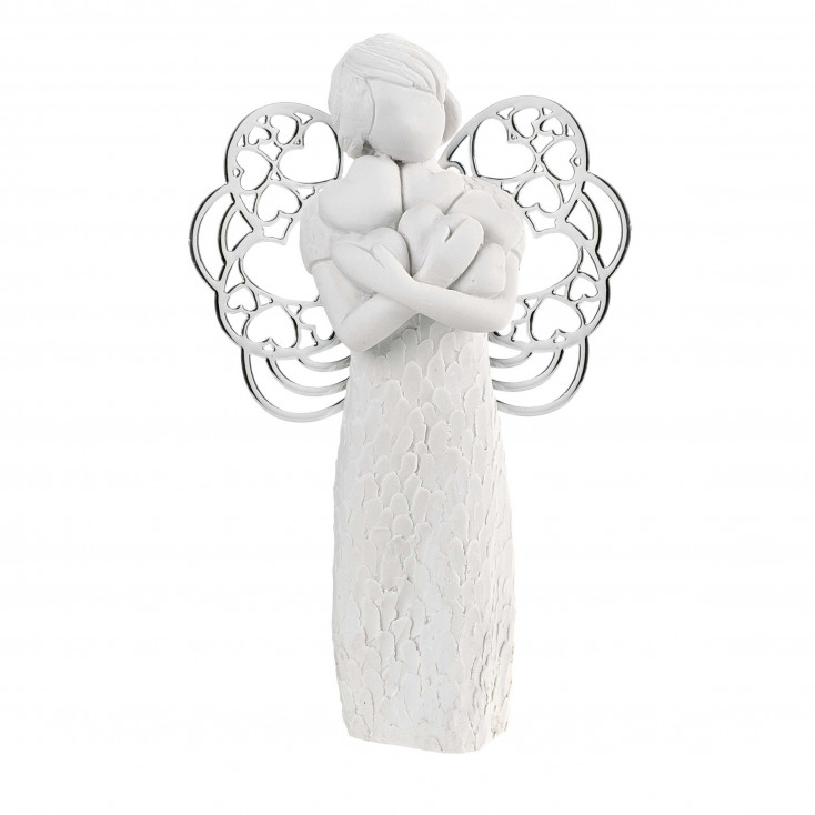 Bomboniera Comunione - Scultura con angelo che abbracia dei cuori