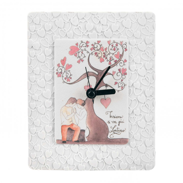 Orologio da tavolo per cameretta bimbi con albero della vita e cuori