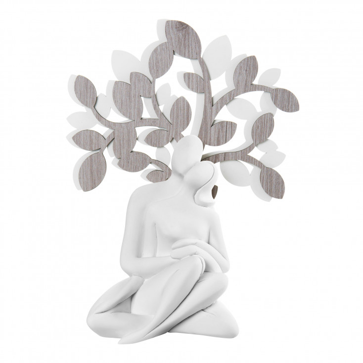 Scultura da tavolo in stile moderno con albero della vita e coppia innamorati