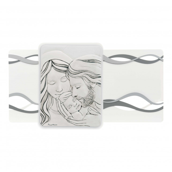 Capezzale piccolo da camera da letto con sacra famiglia in stile moderno