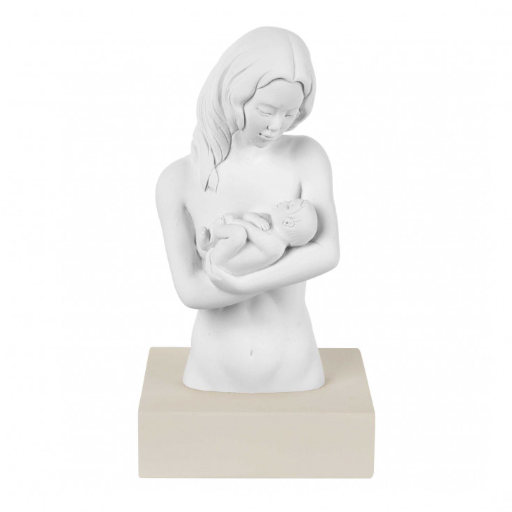 Scultura da tavolo in marmorino con base e la famiglia abbracciata