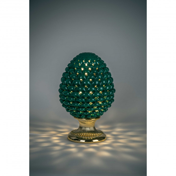Lampada da tavolo moderna a forma di Pigna siciliana decorata a mano