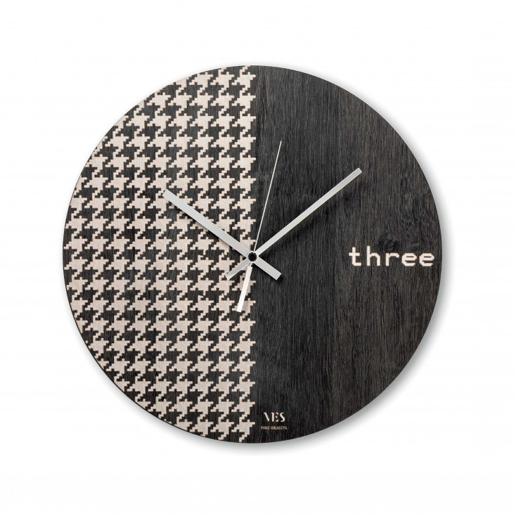 Orologio da parete in legno moderno per soggiorno o cucina "Pied de poule"