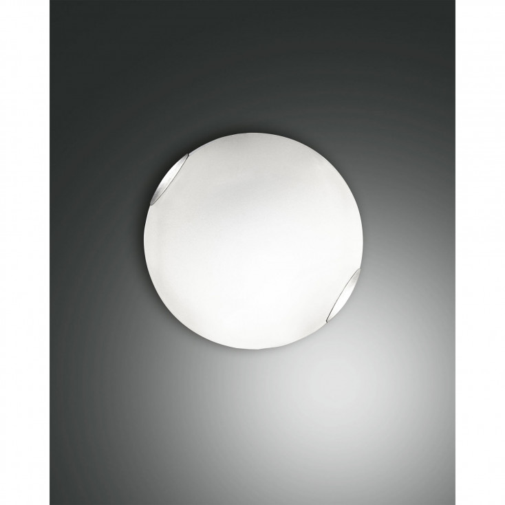 Lampada da parete in metallo con diffusore in vetro a risparmio energetico