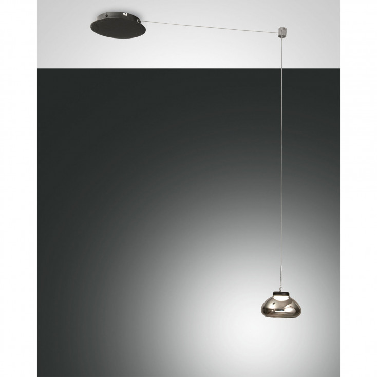 Lampada a sospensione moderna a LED in metallo con diffusore in vetro soffiato