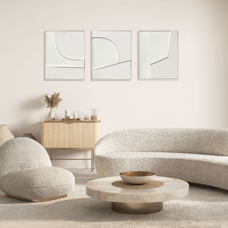 Quadri astratti set 3 pezzi dipinti a mano su tela con cornice Groove 50x60