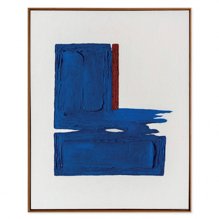 Quadro astratto dipinto a mano con acrilici su tela Snorkel Blue 80x100