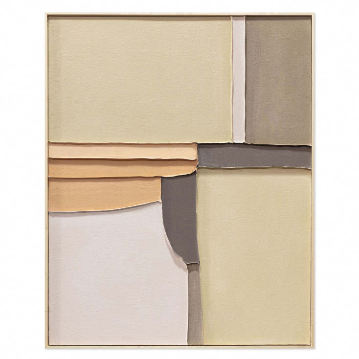 Quadro astratto dipinto a mano su tela di cotone con cornice Apricot 80x100
