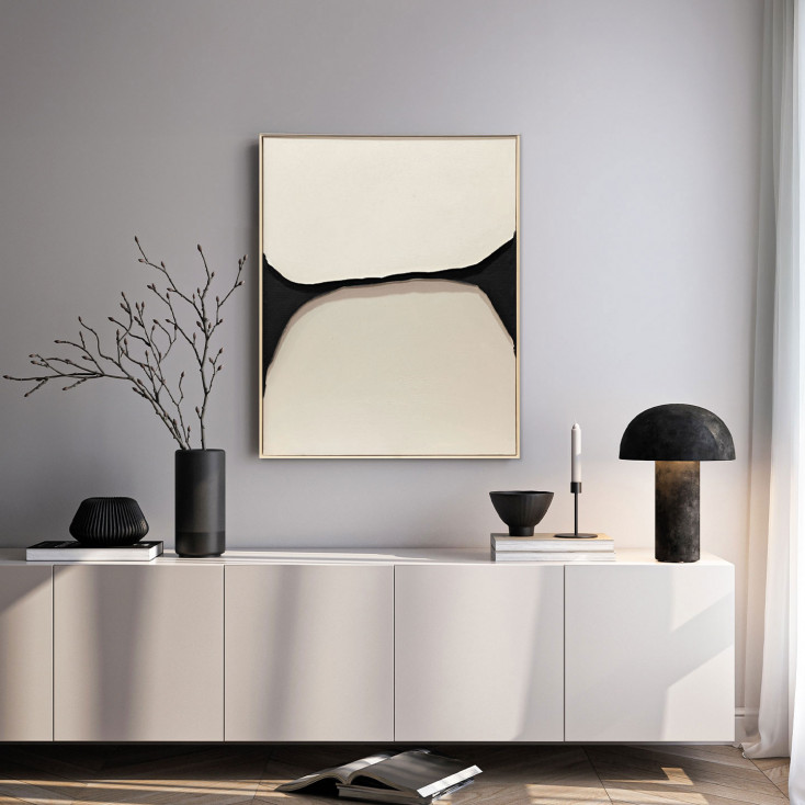 Quadro astratto dipinto a mano su tela di cotone con cornice Flow 80x100