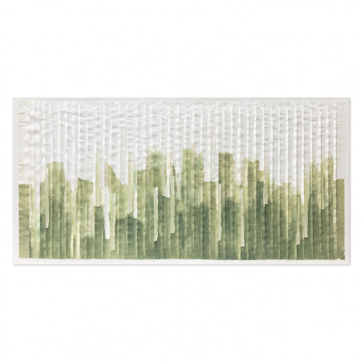Quadro astratto dipinto a mano su tela di cotone Green Chart 140x70