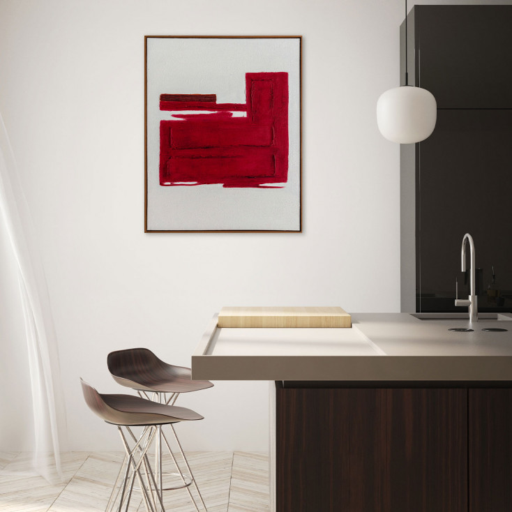 Quadro astratto moderno dipinto a mano con acrilici su tela Racing Red 80x100