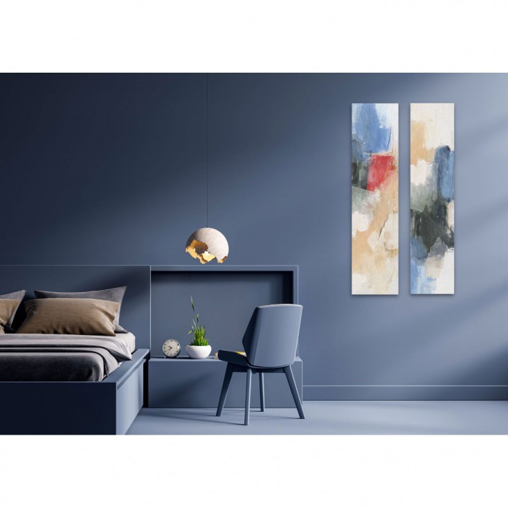 Quadro astratto moderno dipinto a mano su tela "Indigo" 120x30
