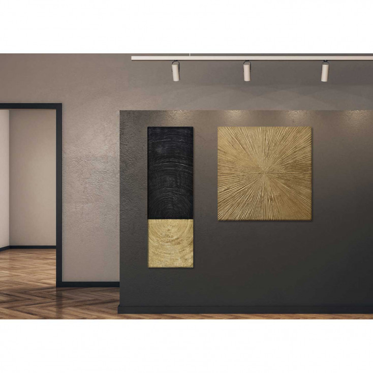 Quadro contemporaneo astratto dipinto a mano su tela "Giorno e Notte" 150x50