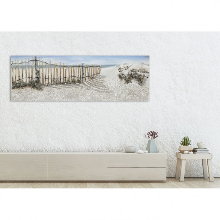 Quadro dipinto a mano su tela "Isla Blanca" 150x50
