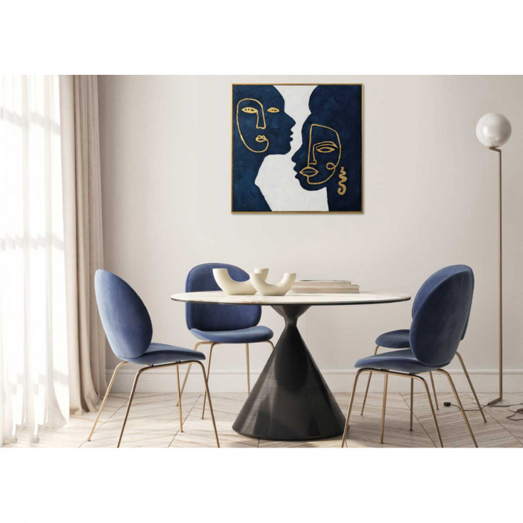 Quadro figurativo contemporaneo con cornice dipinto a mano "Whisper" 80x80