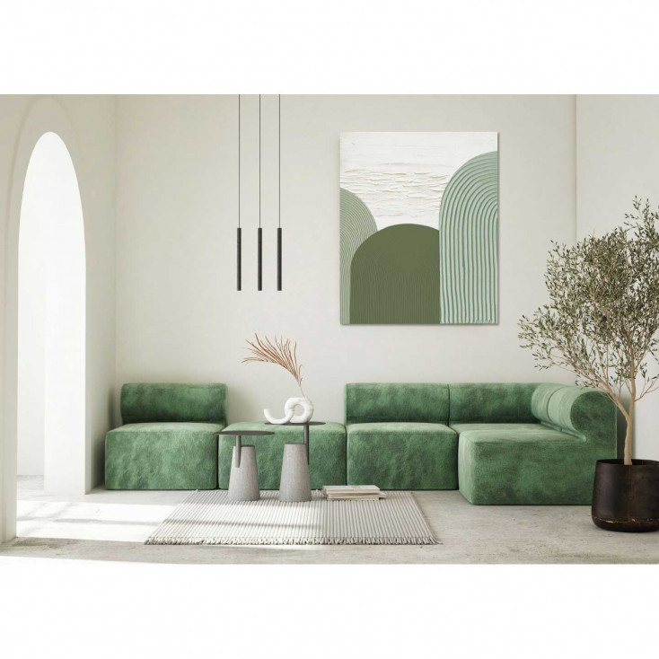 Quadro moderno astratto dipinto a mano su tela "Green Curves" 80x100