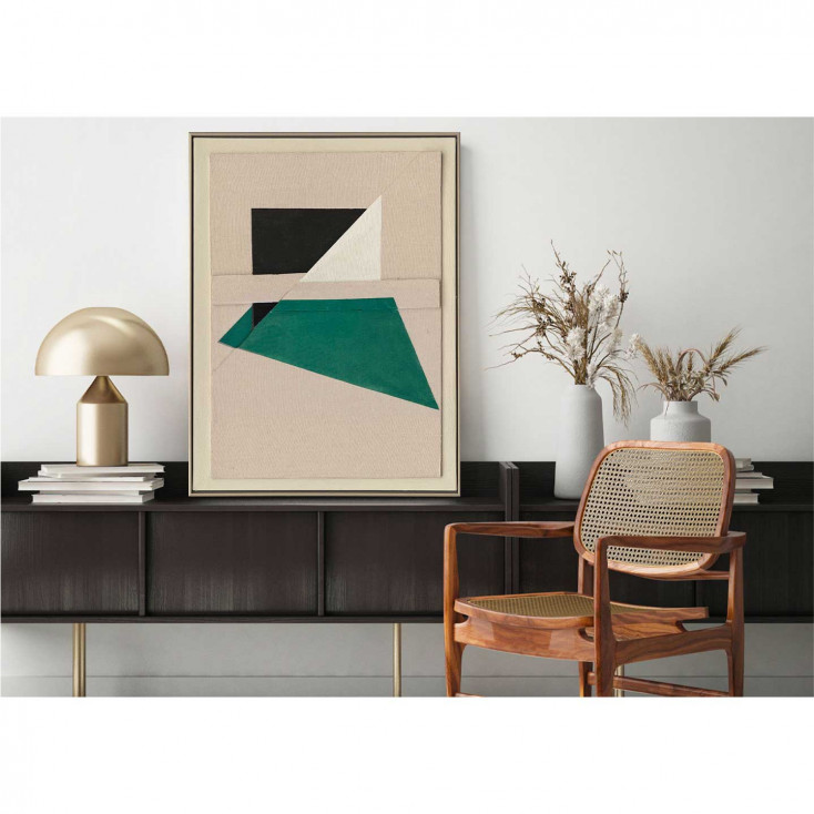Quadro moderno astratto dipinto a mano su tela "Green shapes" 60X80