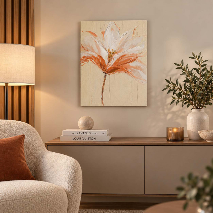 Quadro moderno floreale dipinto a mano su tela "Silk Flower 2" 40x50