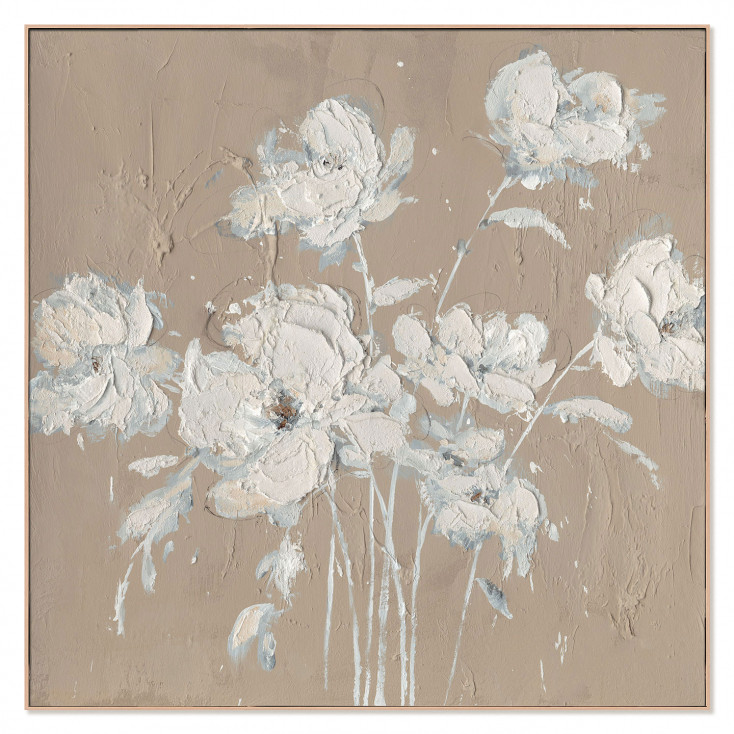 Quadro naturalistico dipinto a mano con acrilici su tela Gardenia 100x100
