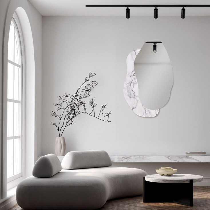 Specchio da parete dal design moderno effetto marmo bianco "Carrara"