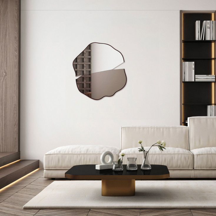 Specchio da parete moderno con cornice dall’effetto rame "Aris"